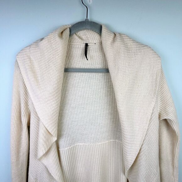 Isda & Co 100% Cashmere Open Front Cardigan Sweater Cream Long Sleeve Classic S - Picture 2 of 13